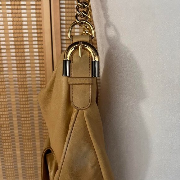 Tan genuine leather Badgley Mishka hobo shoulder bag with gold hardware - Picture 4 of 6